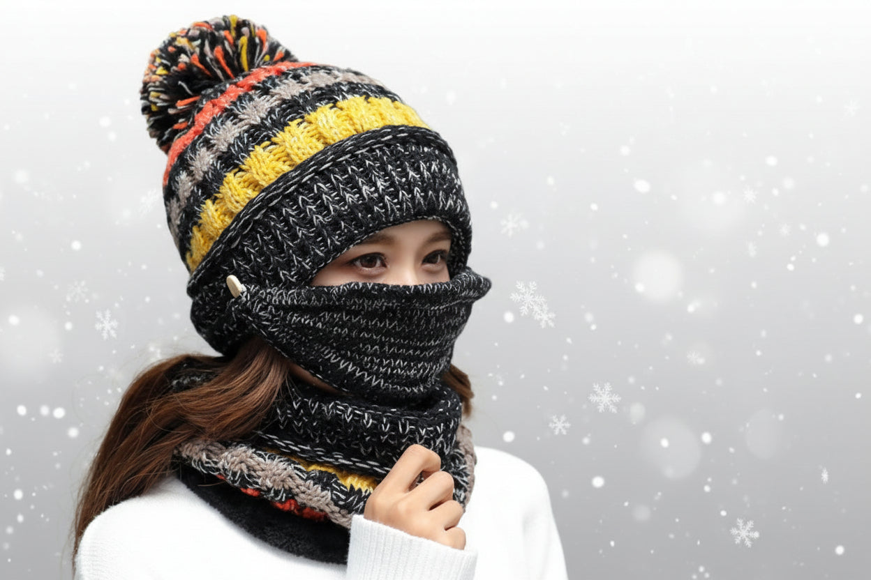 Winter Plush Knitted Hat – Soft Warm Knit Beanie for Cold Weather