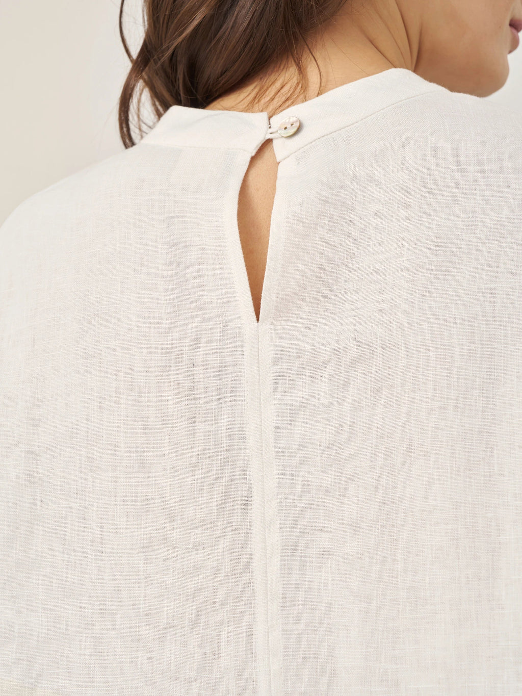 100% Linen Mock Neck Long-Sleeve Top DEANNA