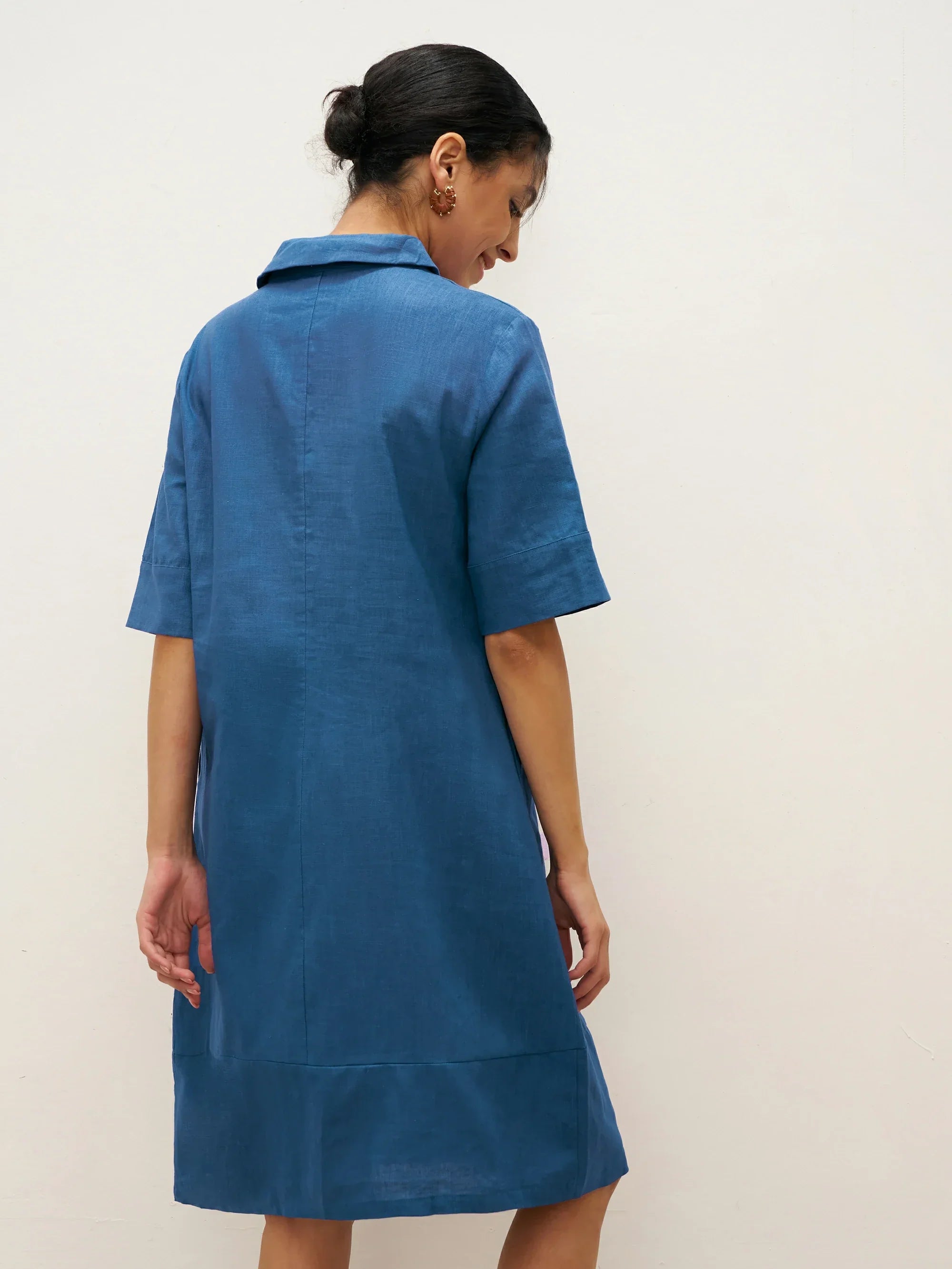 Linen Shawl V-Neck Half Sleeve Minidress LIVIA