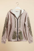 Women’s Printed Hooded Zip-Up Cardigan Sweater