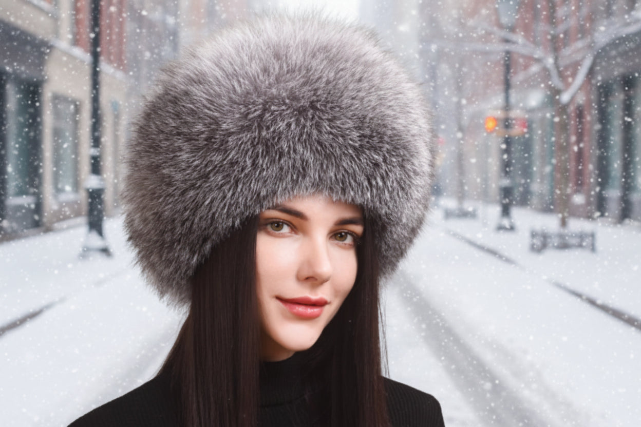 🧢 Women’s Winter Genuine Leather Ethnic Style Ear Protection Hat