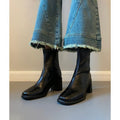 Stretch Retro Chunky Heels Commuter Boots — High Heel Style
