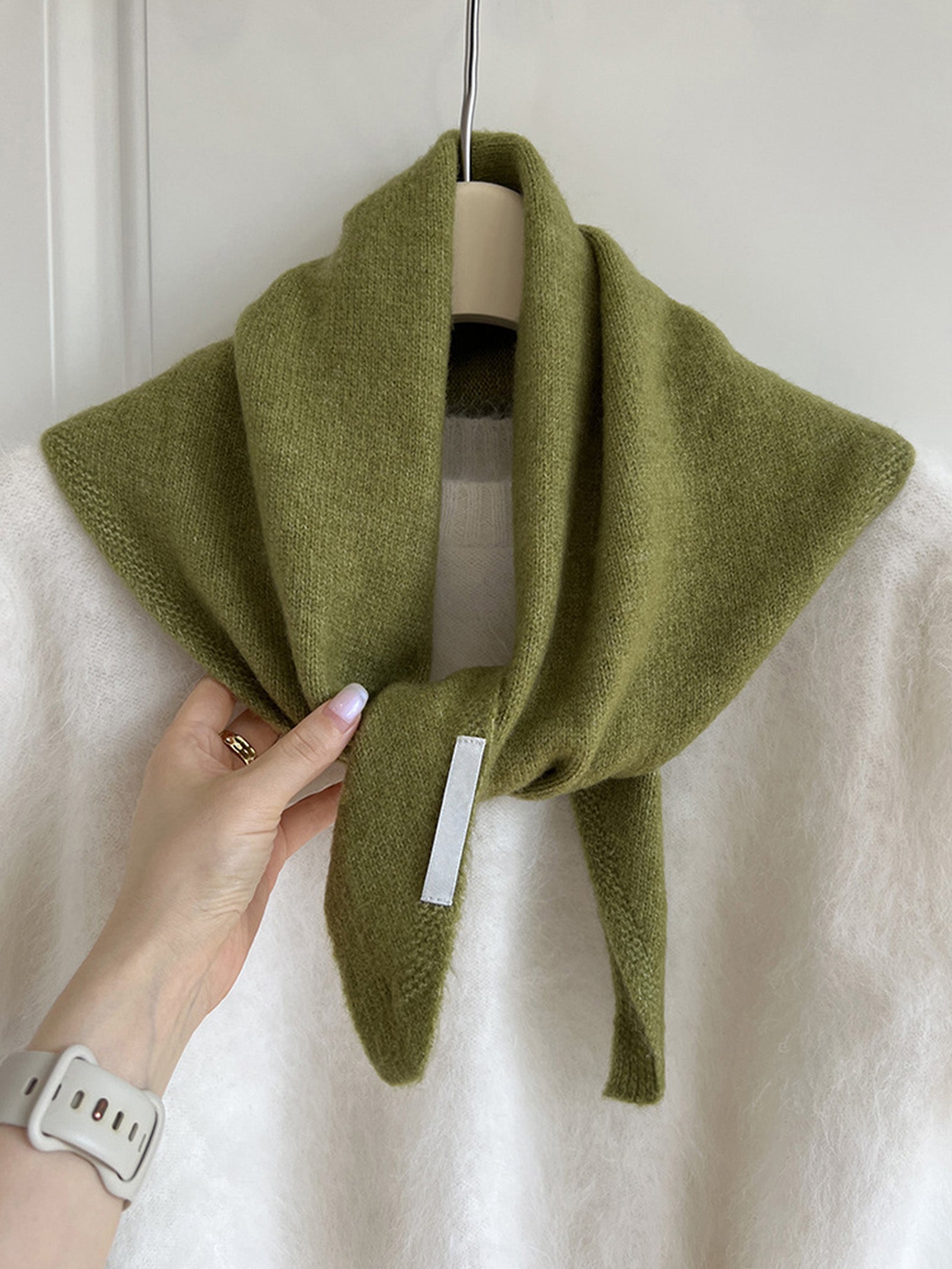 100% Merino Wool Knitted Triangle Scarf