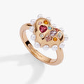 Puffy Heart Gemstone And Pearl Statement Ring