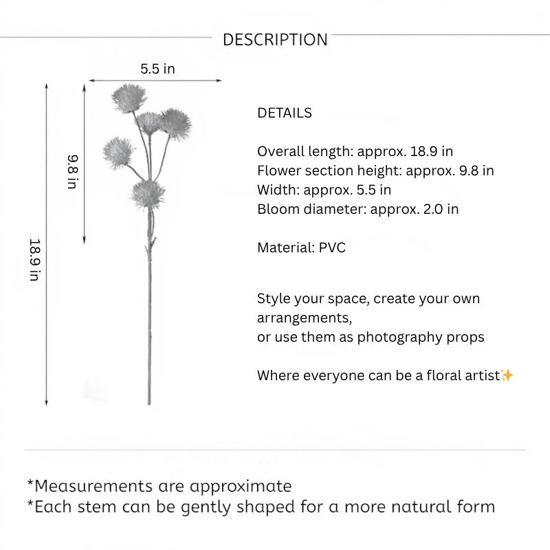 Clustered Globe Thistle Spray – 19"