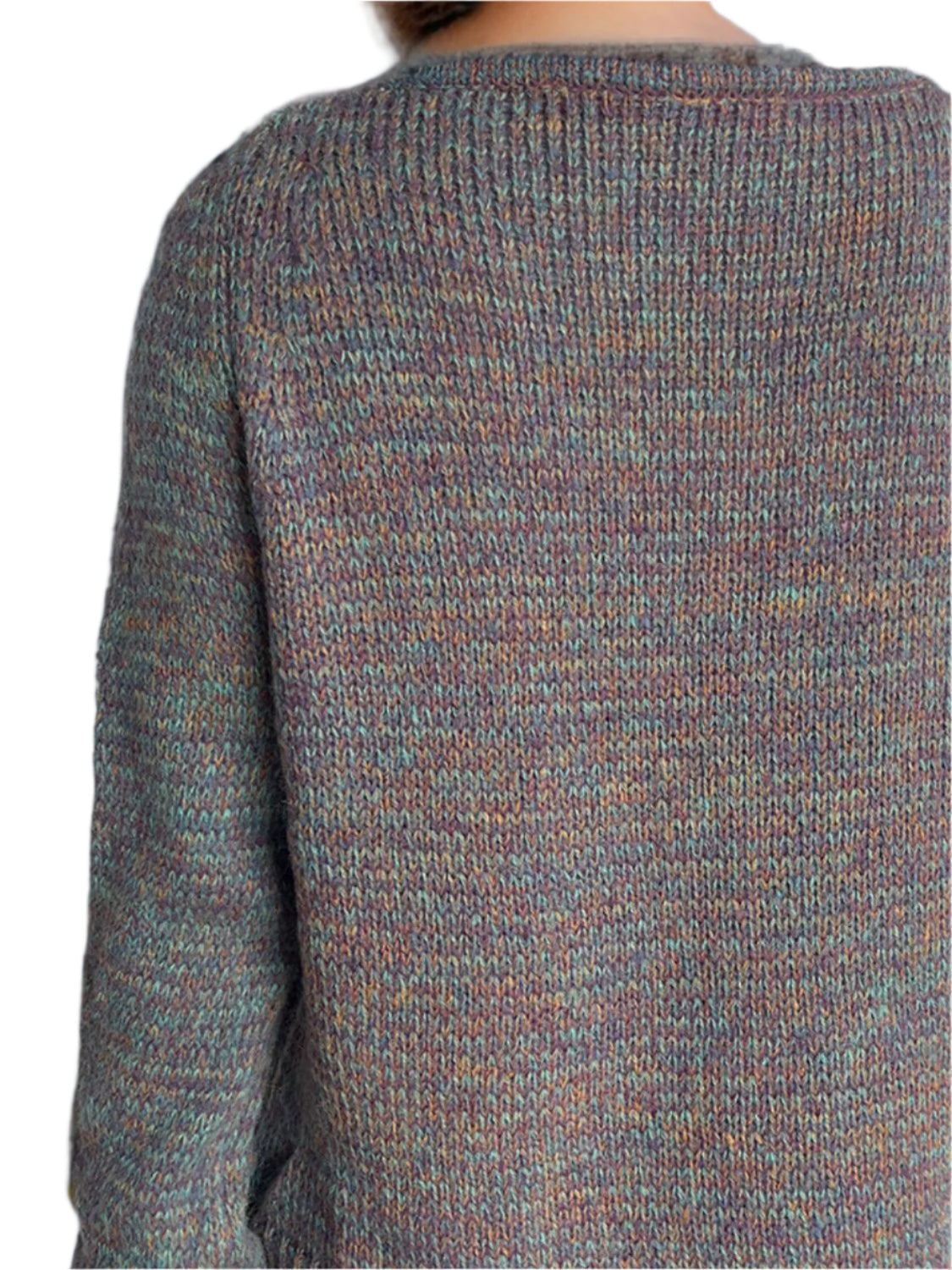 Size Small Heathered Multicolor V-Neck Long Sleeve Sweater